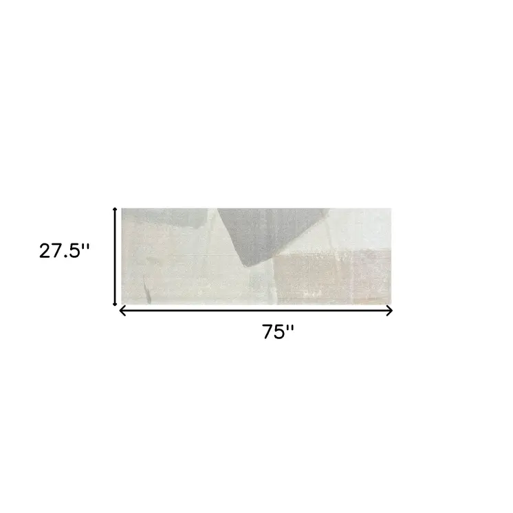 2' X 6' Taupe Abstract Machine Washable Runner Rug With UV Protection