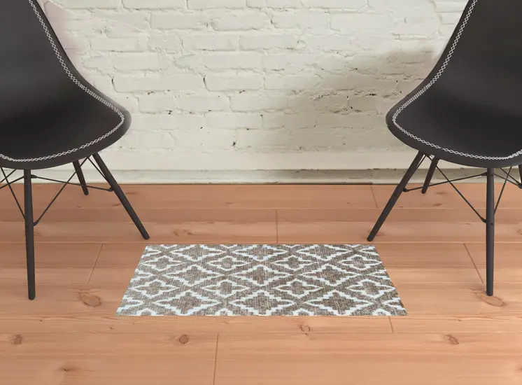 2' X 3' Sand Moroccan Machine Tufted Area Rug With UV Protection