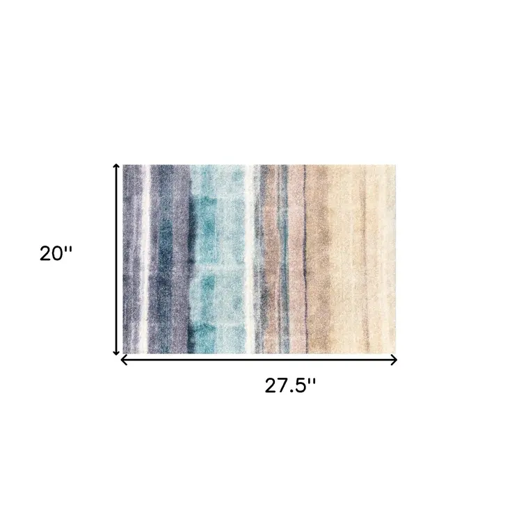 2' X 3' Turquoise Ombre Washable Area Rug With UV Protection