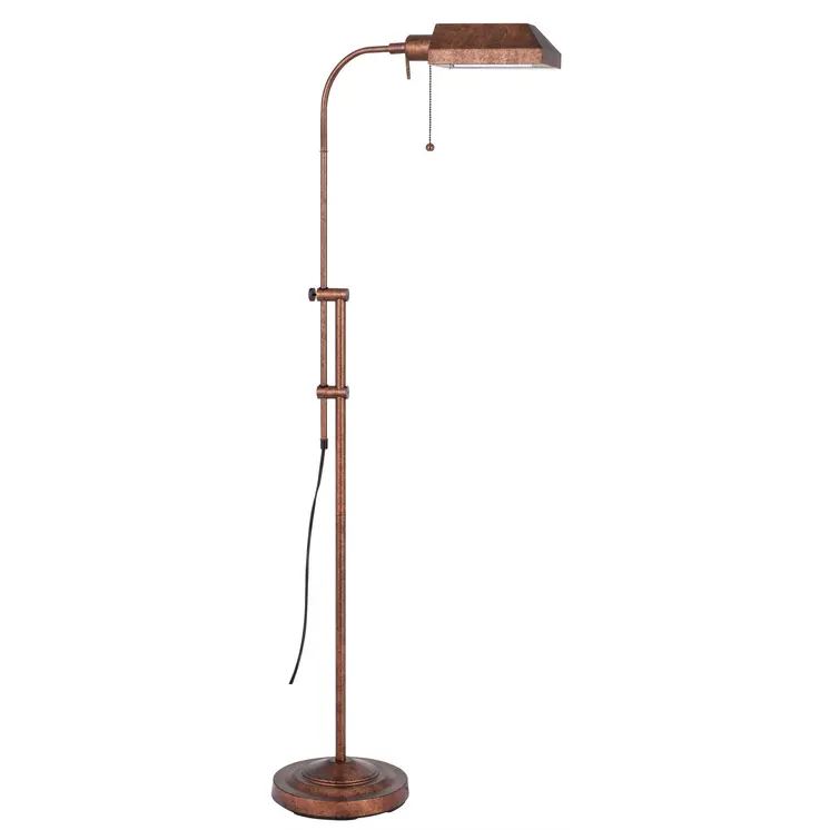 57" Rusted Adjustable Traditional Shaped Floor Lamp With Rust Square Shade