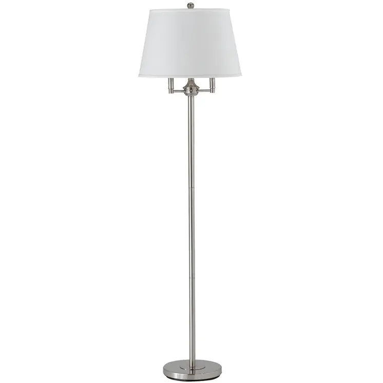 62" Nickel Four Light Traditional Shaped Floor Lamp With White Square Shade