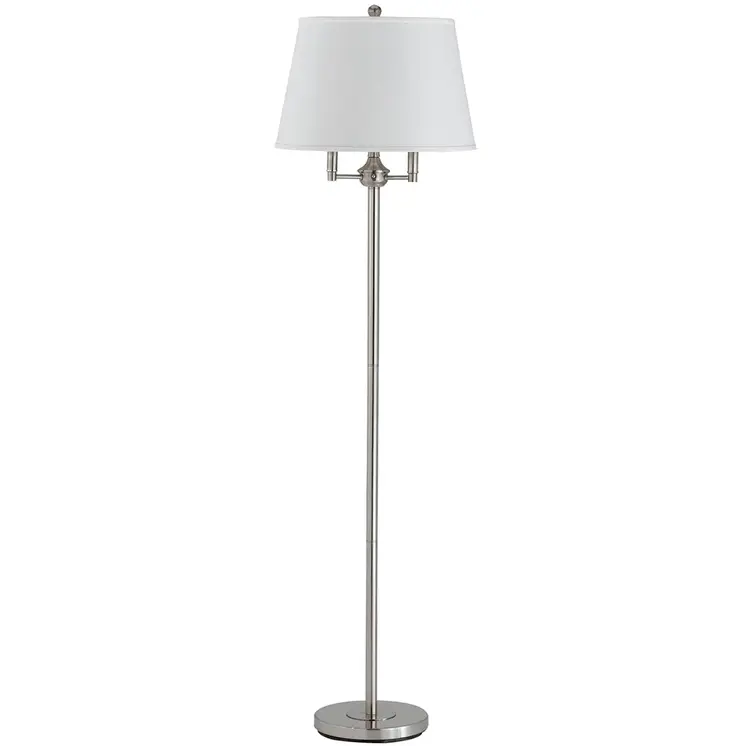 62" Nickel Four Light Traditional Shaped Floor Lamp With White Square Shade