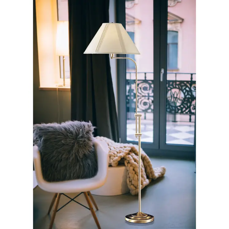 68" Bronze Adjustable Traditional Shaped Floor Lamp With Beige Empire Shade