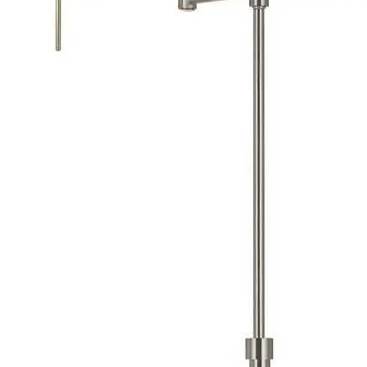 61" Nickel Metal Adjustable Swing Arm Floor Lamp With Gray Shade
