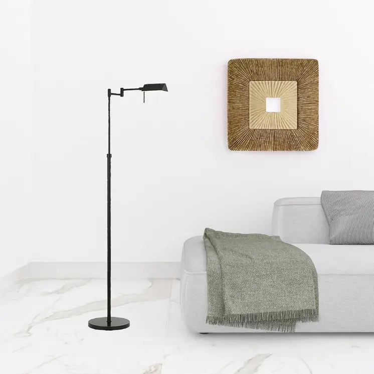 61" Bronze Adjustable Swing Arm Floor Lamp