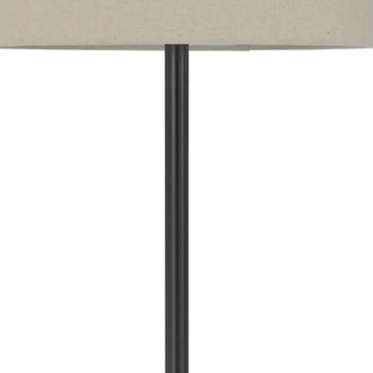 62" Bronze Tray Table Floor Lamp With Beige Drum Shade