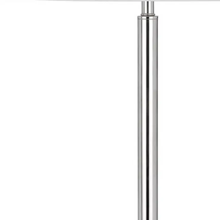 61" Chrome Tray Table Floor Lamp With White Transparent Glass Square Shade