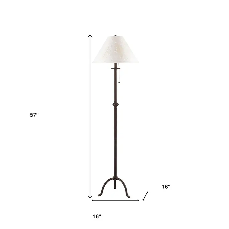 57" Black Traditional Shaped Floor Lamp With White Empire Shade