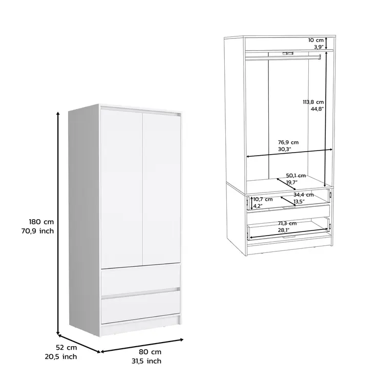 Two Piece White Bedroom Set
