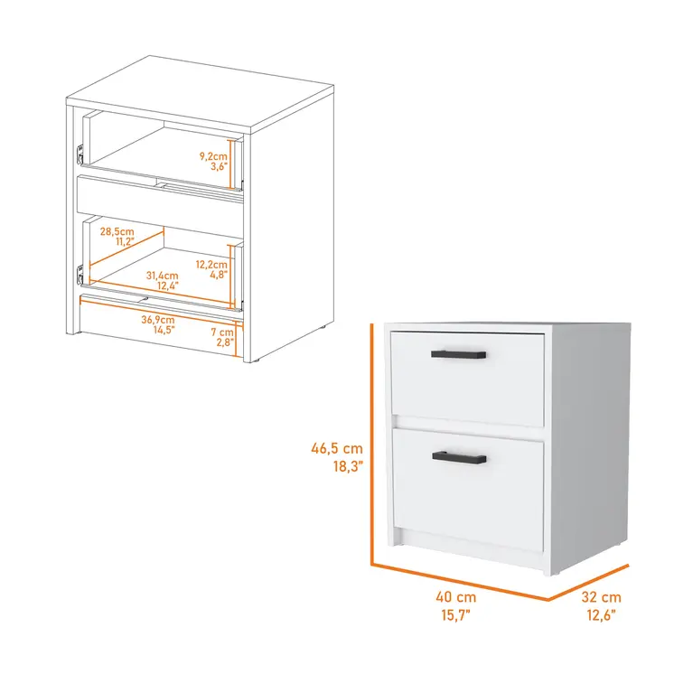Two Piece White Bedroom Set