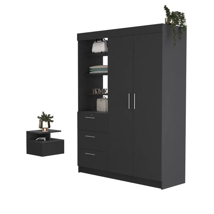 Two Piece Black Bedroom Set