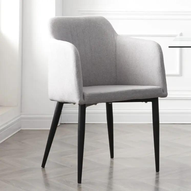 Set of Two 23" Light Gray and Black Upholstered Arm Chair