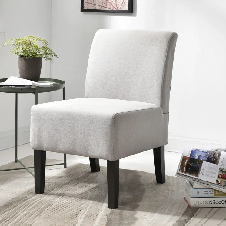23" Gray and Black Upholstered Slipper Chair