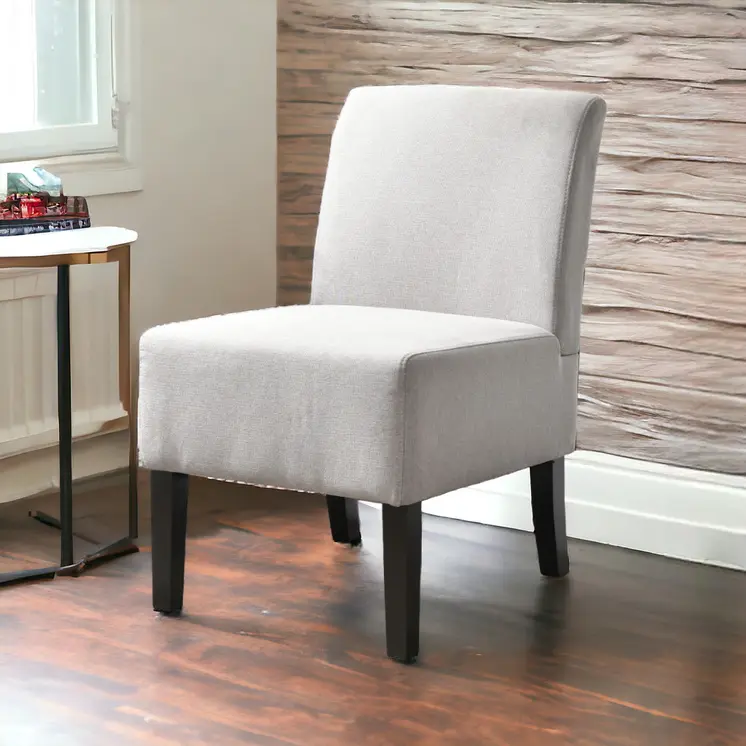 23" Gray and Black Upholstered Slipper Chair