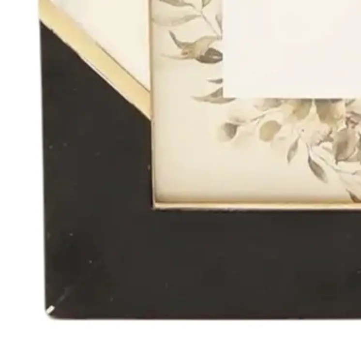 5" x 7" Beige Black And Green Geometric Resin And Solid Wood Tabletop Picture Frame