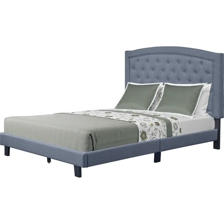 Gray Tufted Upholstered King Bed Frame