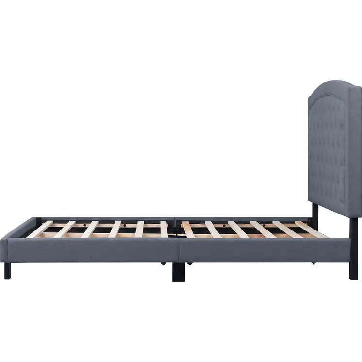 Gray Tufted Upholstered King Bed Frame