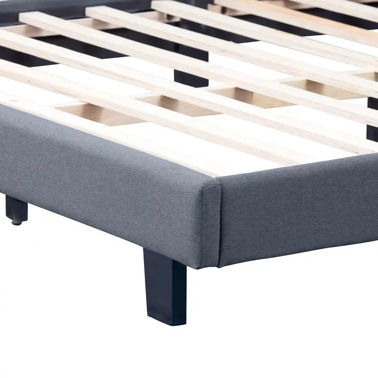 Gray Tufted Upholstered King Bed Frame