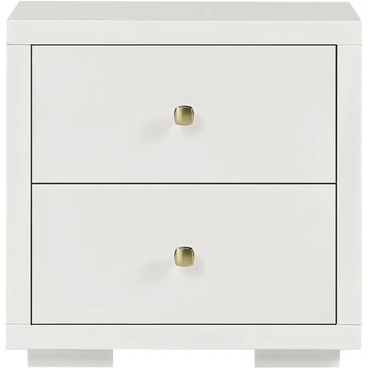 19" White Solid and Manufactured Wood Two Drawer Nightstand