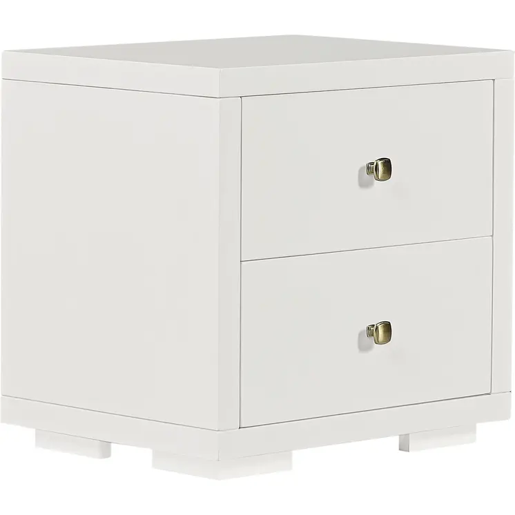19" White Solid and Manufactured Wood Two Drawer Nightstand