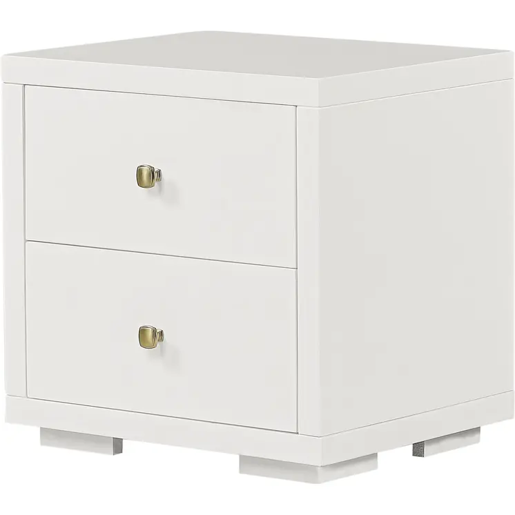 19" White Solid and Manufactured Wood Two Drawer Nightstand