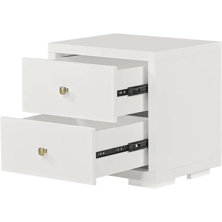 19" White Solid and Manufactured Wood Two Drawer Nightstand