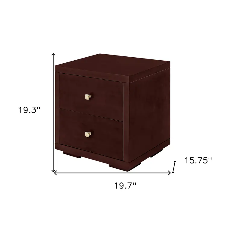 19" Espresso Solid and Manufactured Wood Two Drawer Nightstand