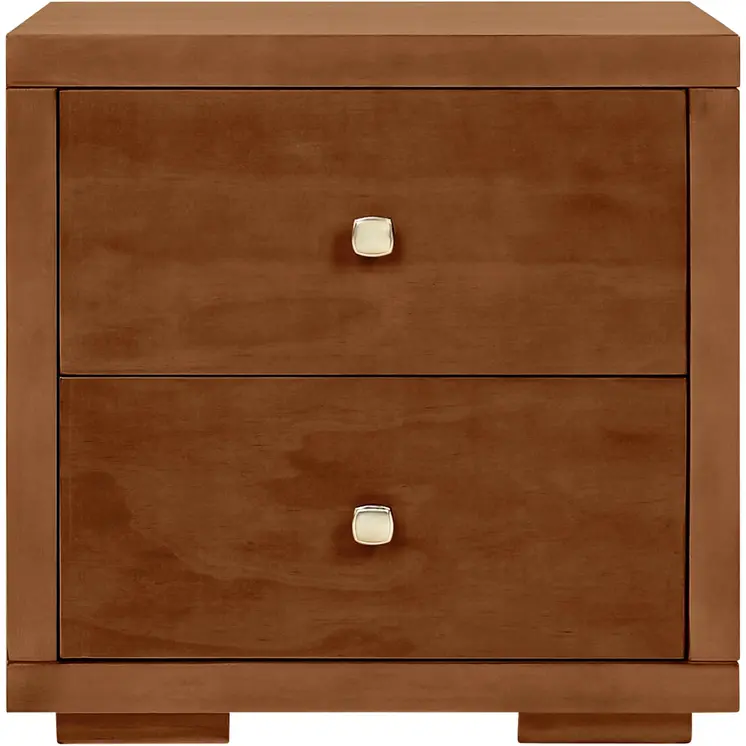 19" Brown Solid and Manufactured Wood Two Drawer Nightstand