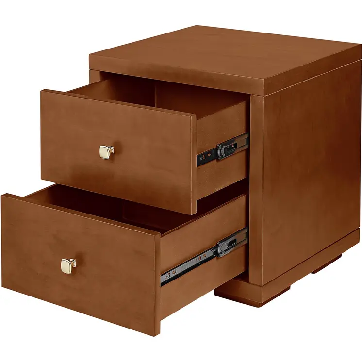 19" Brown Solid and Manufactured Wood Two Drawer Nightstand