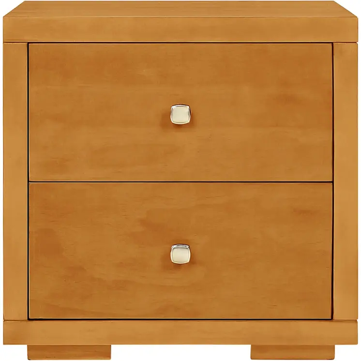 19" Oak Solid and Manufactured Wood Two Drawer Nightstand