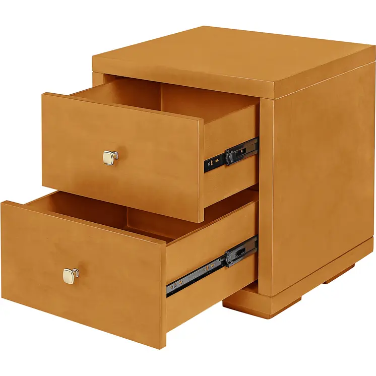 19" Oak Solid and Manufactured Wood Two Drawer Nightstand