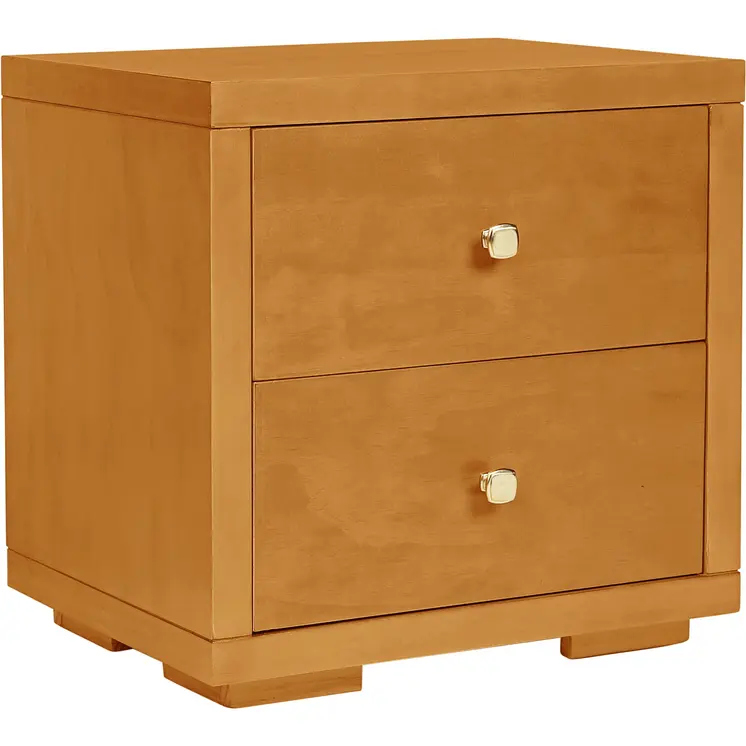 19" Oak Solid and Manufactured Wood Two Drawer Nightstand