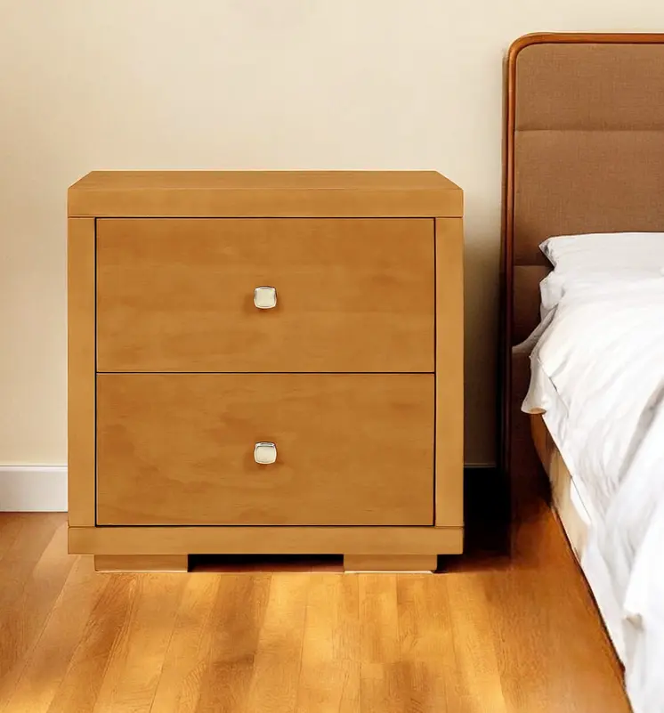 19" Oak Solid and Manufactured Wood Two Drawer Nightstand