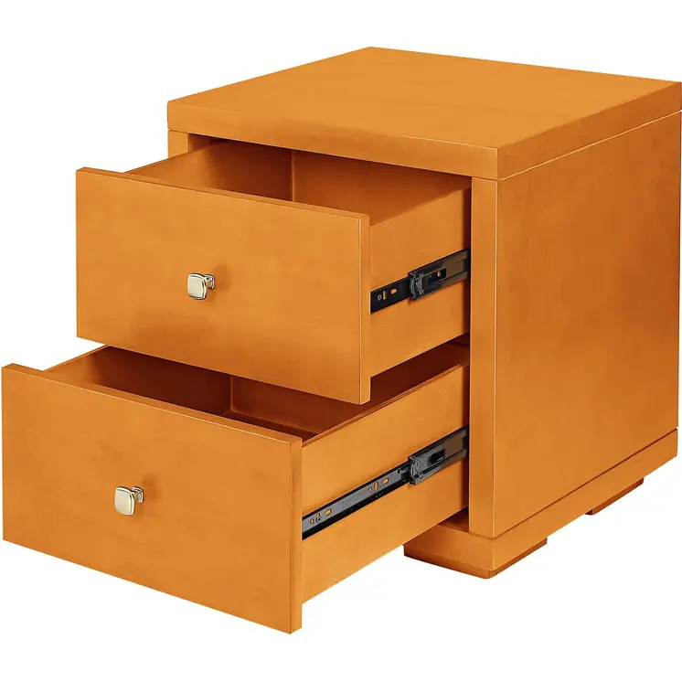 19" Light Brown Solid and Manufactured Wood Two Drawer Nightstand