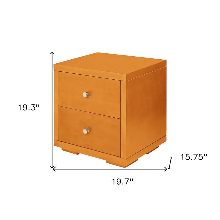 19" Light Brown Solid and Manufactured Wood Two Drawer Nightstand