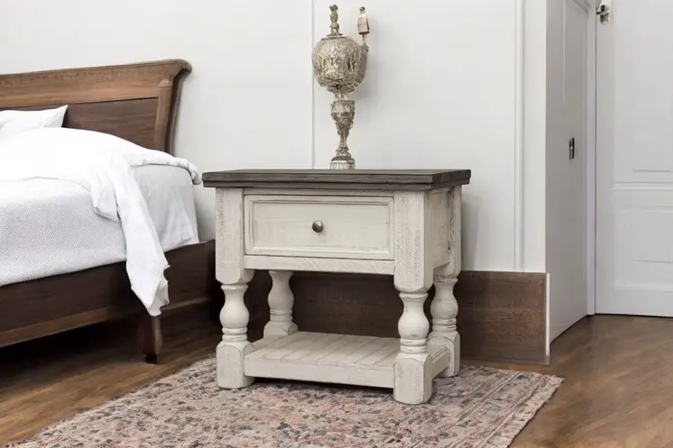 27" Ivory Solid Wood One Drawer Nightstand
