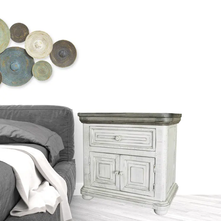 27" Ivory Solid Wood One Drawer Nightstand