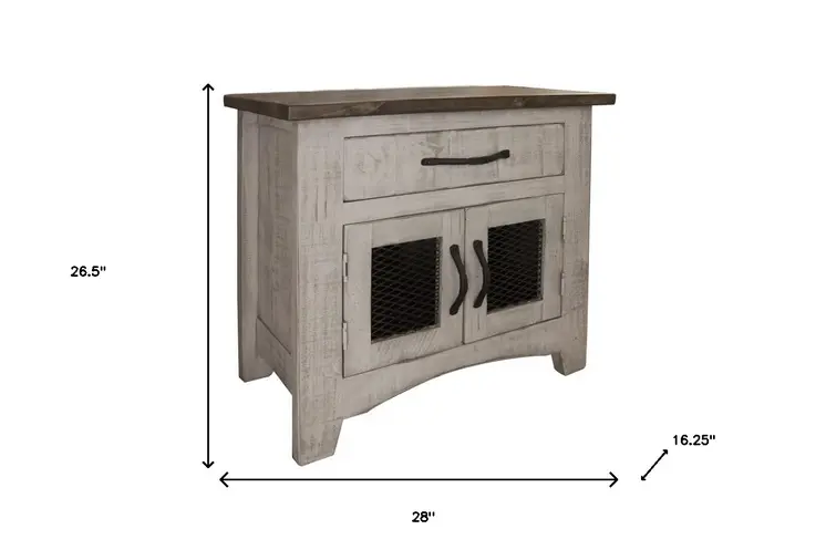 27" Gray Solid Wood One Drawer Nightstand