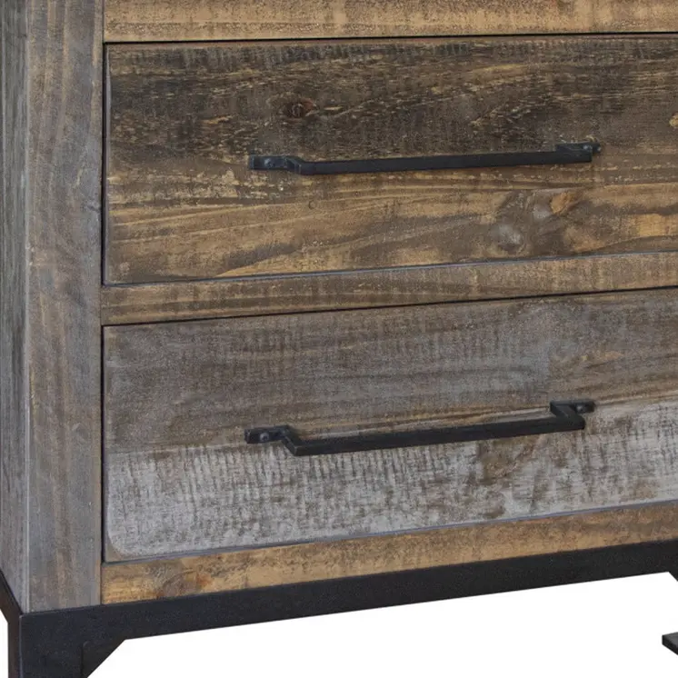 27" Gray Solid Wood Two Drawer Nightstand