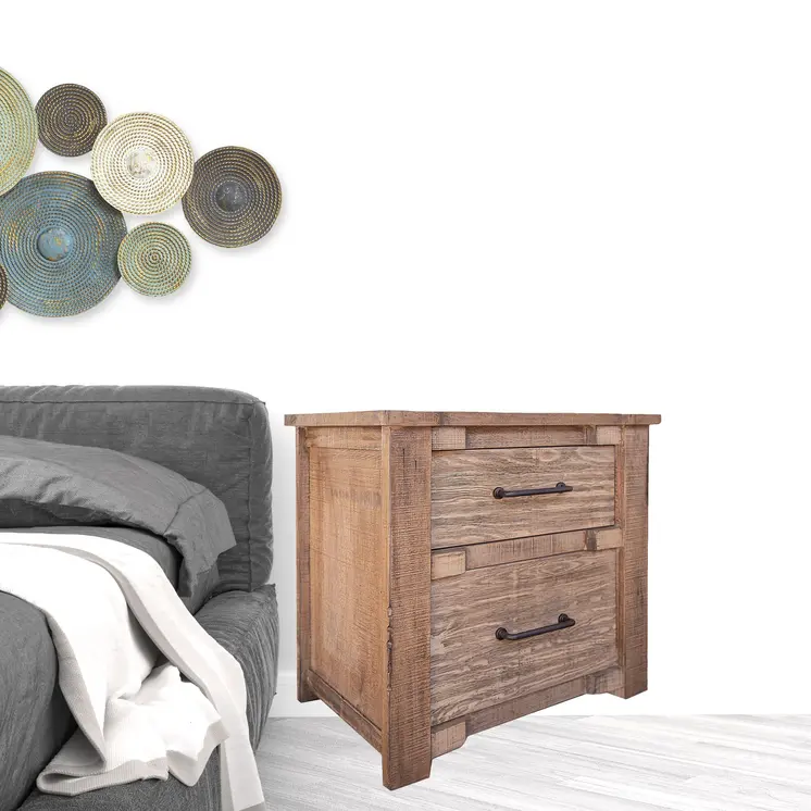 27" Brown Two Drawer Nightstand