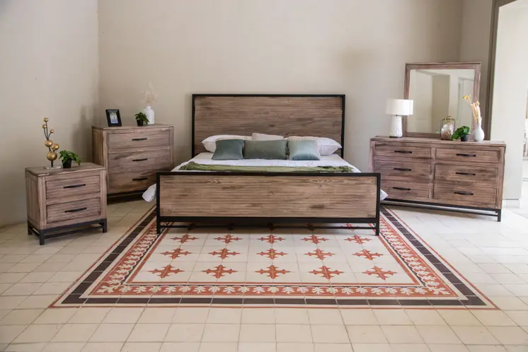 25" Brown Solid Wood Two Drawer Nightstand