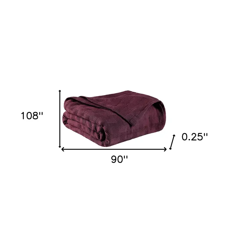 King Plum Cotton Basketweave Geometric Blanket