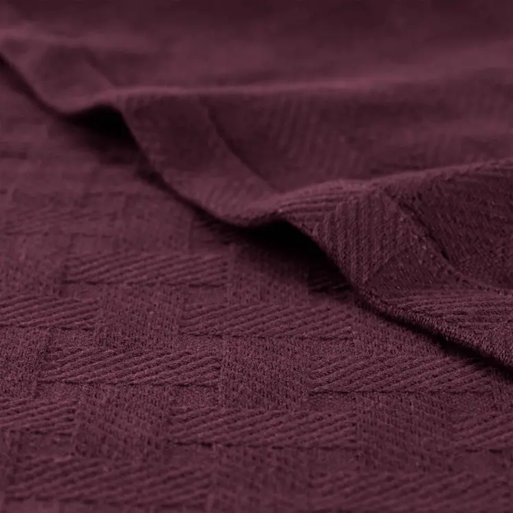 50" X 60" Plum Cotton Basketweave Geometric Throw Blanket