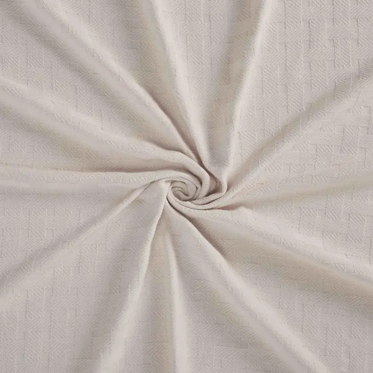 Twin Ivory Cotton Basketweave Geometric Blanket