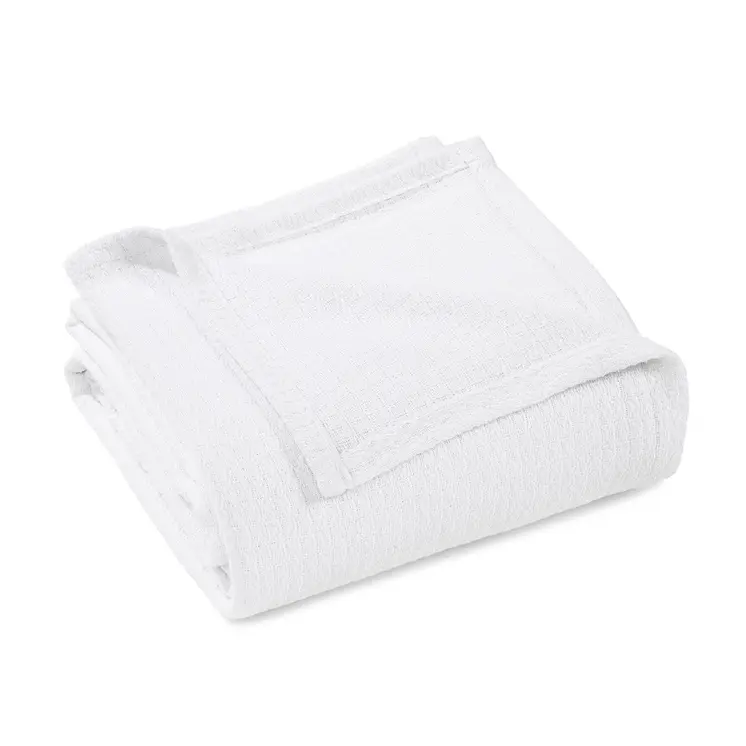 King White Cotton Waffle Weave Honeycomb Blanket