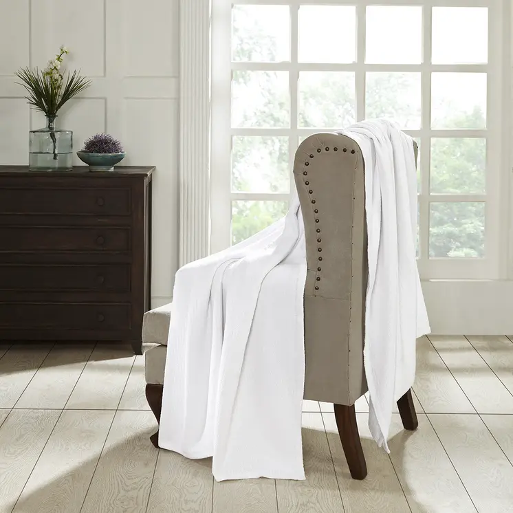King White Cotton Waffle Weave Honeycomb Blanket