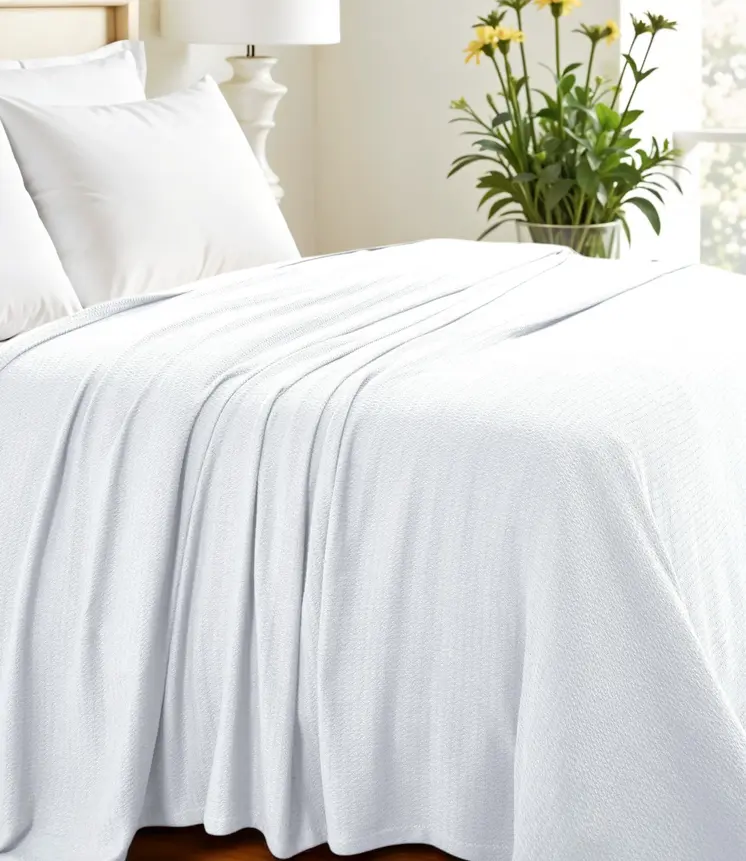 King White Cotton Waffle Weave Honeycomb Blanket