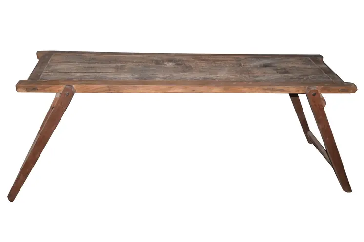 71" Brown Reclaimed Wood Distressed Folding Console Table