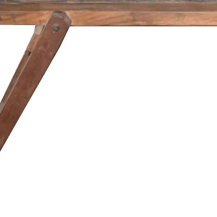 71" Brown Reclaimed Wood Distressed Folding Console Table