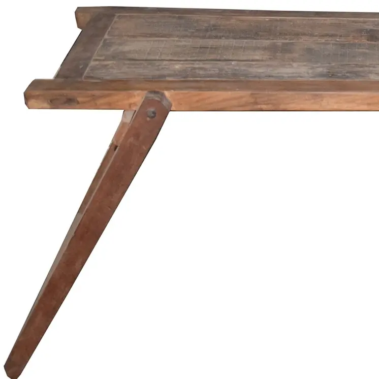 71" Brown Reclaimed Wood Distressed Folding Console Table